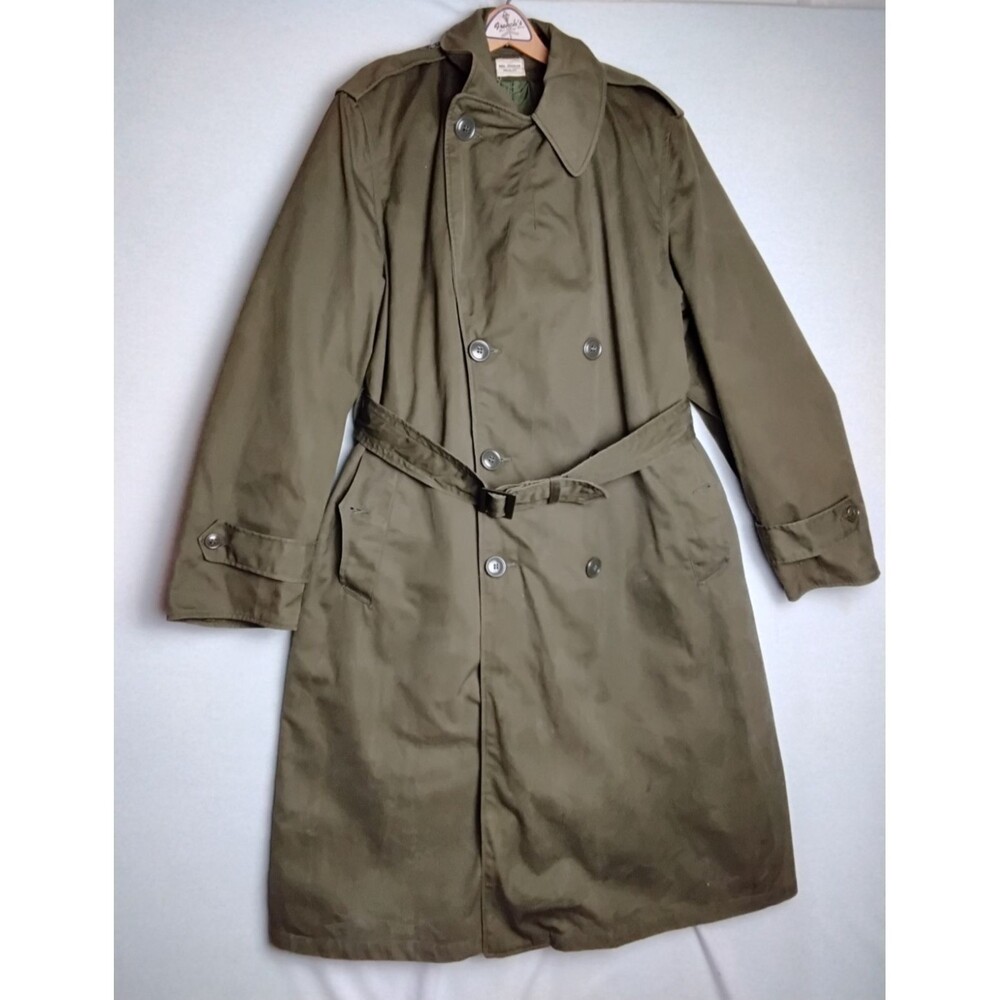 Vintage US Army Vietnam Trench Wool Removable Liner Overcoat Men Medium Regular
